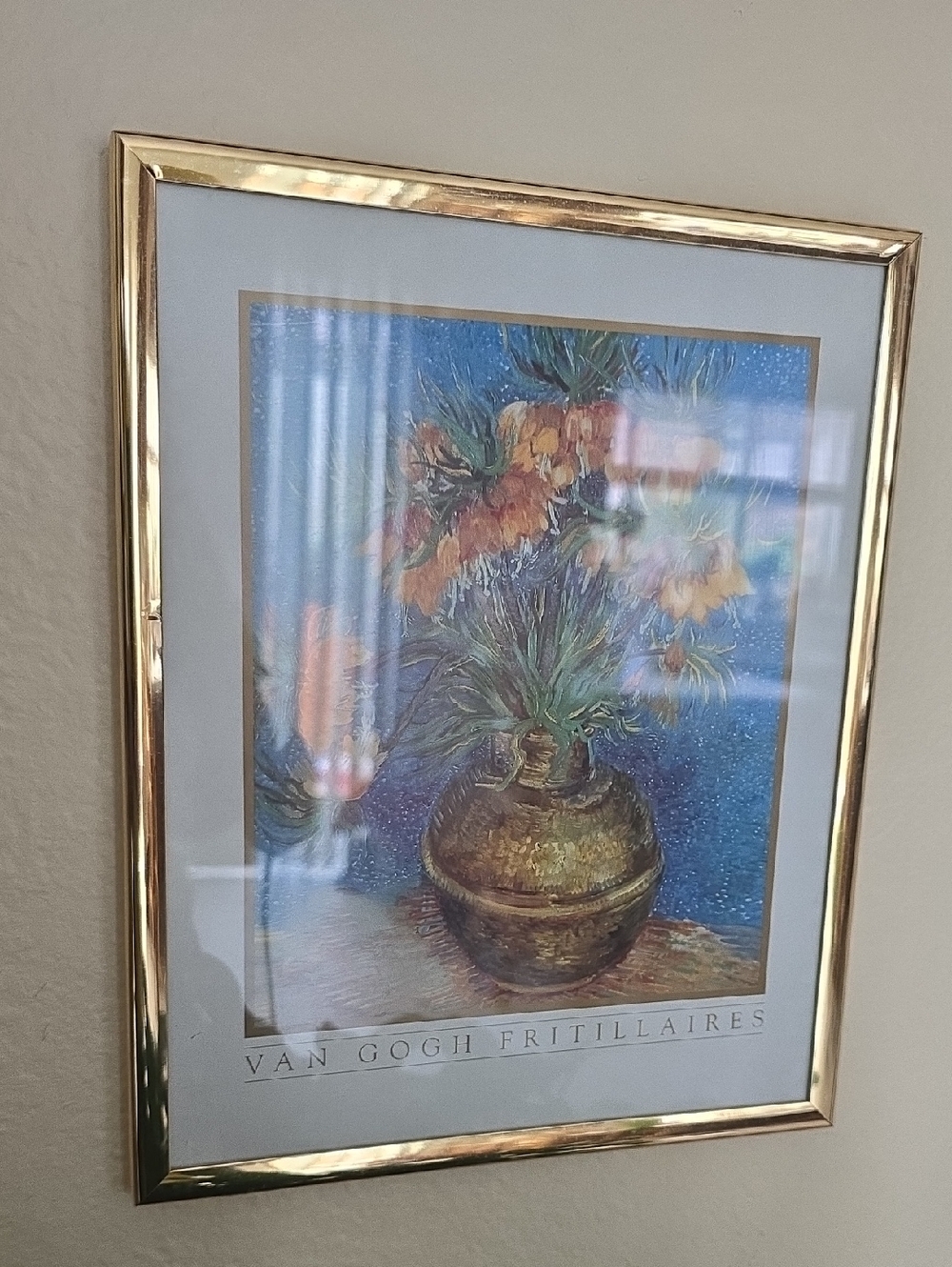 Van Gogh Fritillaires Floral Print in Gold Frame
